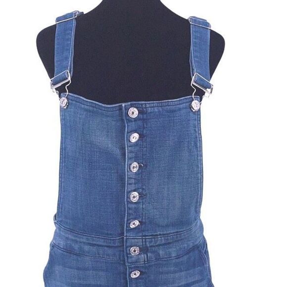 7 FOR ALL MANKIND BLUE FASHION OVERALL STRETCH DRESS MEDIUM‎ BROKEN Size 29 NWT - Picture 3 of 12